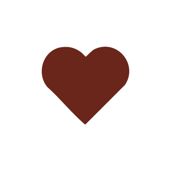 A solid brown heart shape centered on a plain light gray background.