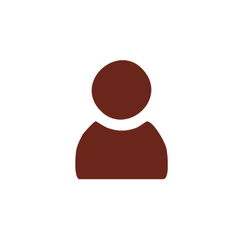 A simple, brown user profile icon featuring a circular head and a semicircular body on a plain light gray background.